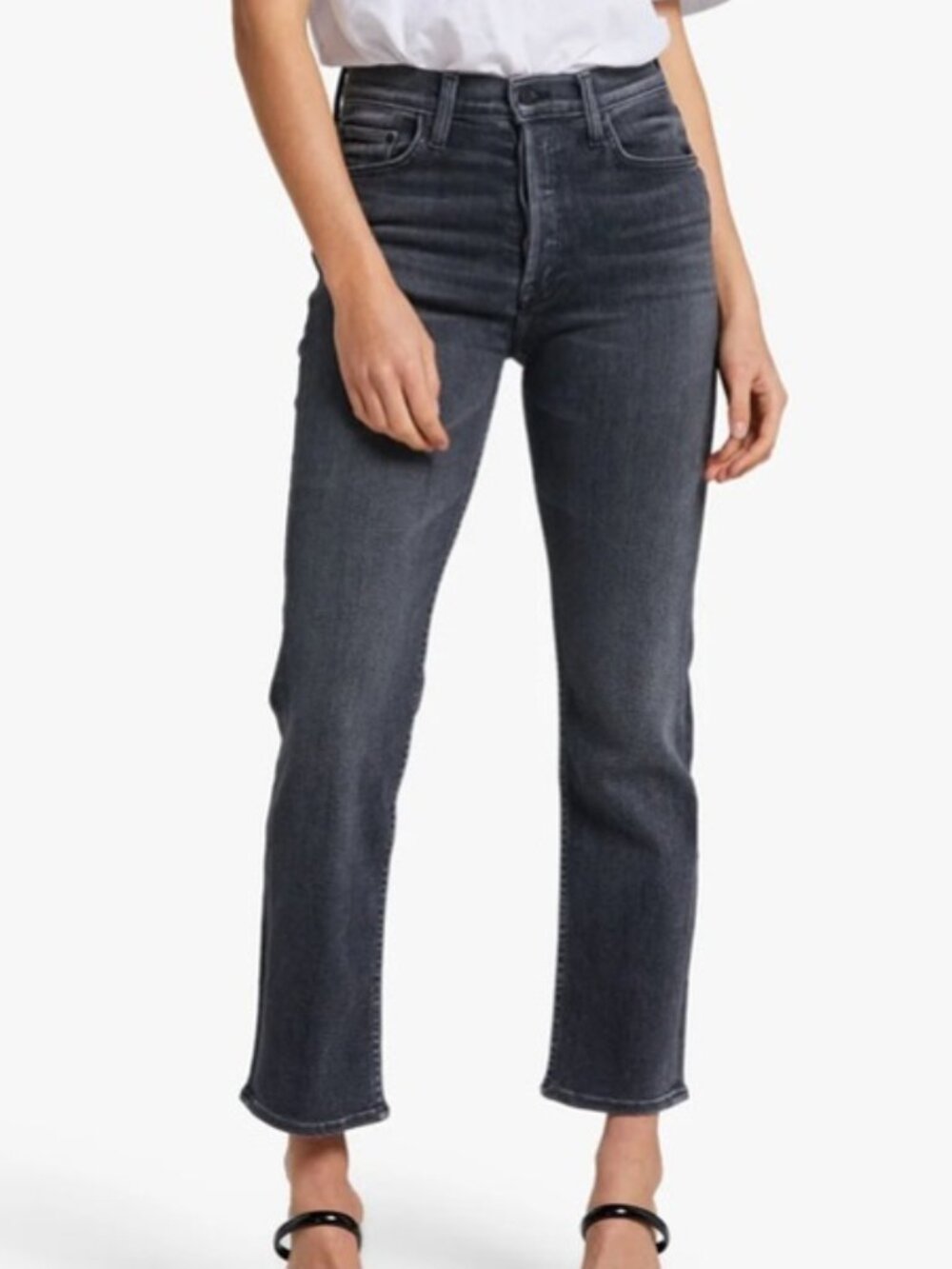 Mother The Tomcat Ankle Straight Leg Jean X Marks The Spot Faded Black size 28